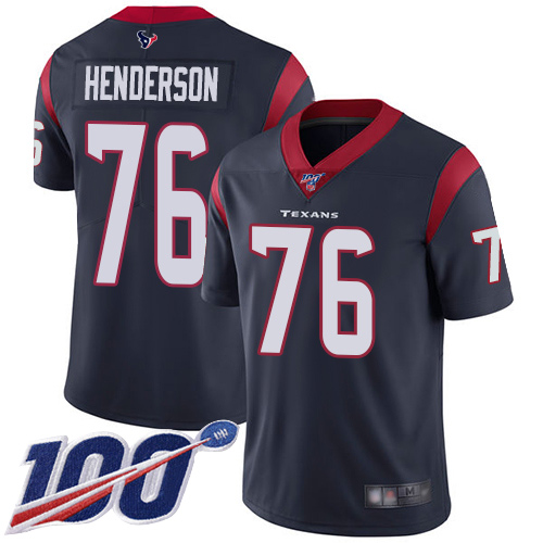 Houston Texans Limited Navy Blue Men Seantrel Henderson Home Jersey NFL Football 76 100th Season Vapor Untouchable